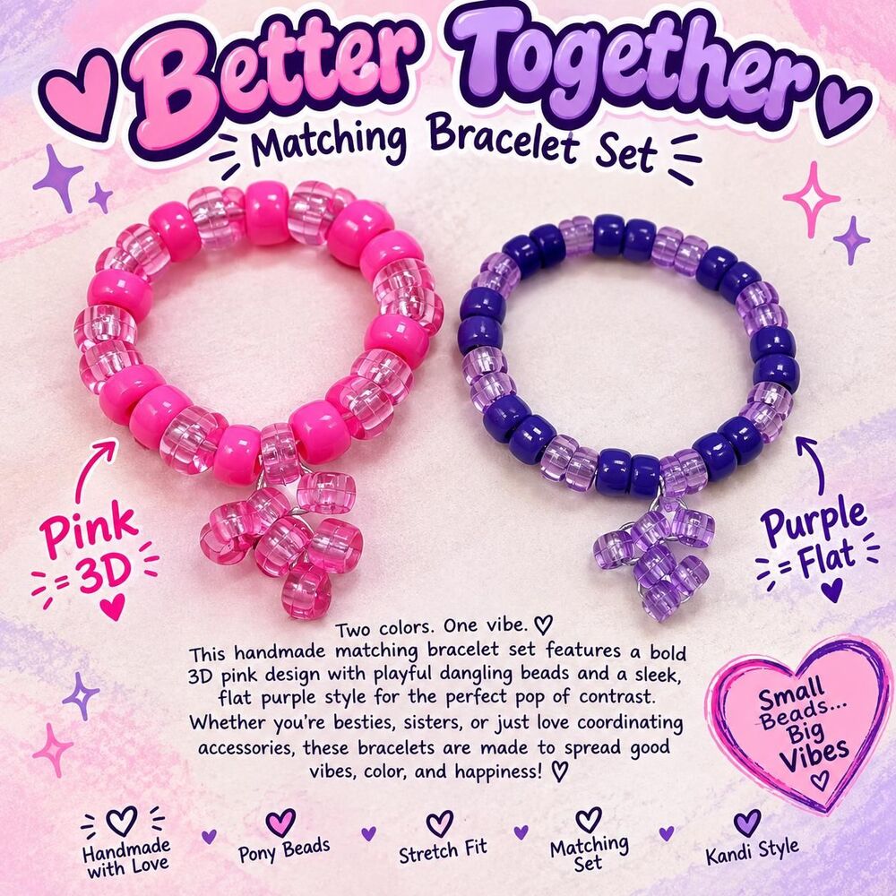 Pink & Purple Duo - Kandi Single - EDM Rave Festival Jewelry